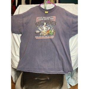 Vintage Big Dogs Cooking Tshirt BBQ Grilling Summer Shirt Size 28x24